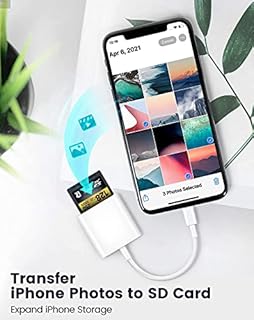 Apple Lecteur de Carte mémoire SD Lightning vers Carte SD, Adaptateur de Carte mémoire SD pour iPhone 14/13/12/11/XS/XR/X/8/7/iPad, Plug and Play