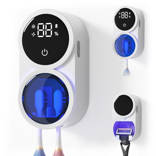 Toothbrush Sanitizer Holder, GEVOODIX Tooth Brush Holder for Bathroom, Wall-Mounted Toothbrush Holders Organizer Auto-Inductive Cover, 140℉ Air Drying Fits Most Electric, Manual and Kids’ Toothbrushes by GEVOODIX - Used condition - US$24.28