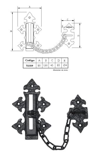 IMEX EL ZORRO 73259 - Security Door Chain 130 x 80 mm, Black/White - Image 2