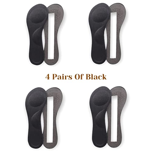 Image of CB 4-Pairs of Cloth Surface Sponge Inserts Invisible Slim Insoles Liners, Ball of Foot Pain Relief Cushion, Arch Pain Barefoot Support, 3 /4 Length for Women's Shoes 5-7, Style C, Black
