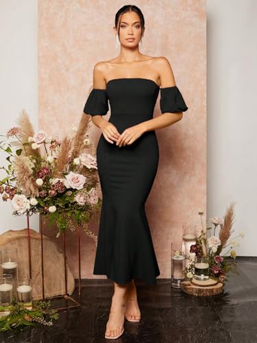 Image of KOTTY Women's Elegant Edge Meadow Frost Black Dress