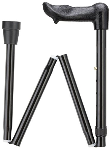 Palm Grip Folding and Adjustable Cane with Black Handle and Black Shaft, Right
