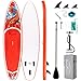 FunWater Gonfiabile Stand Up Paddle Board Paddleboard Con Accessori Paddleboard Zaino, Pompa A Mano, Guinzaglio, 3 Pinne Staccabili, Pagaia Galleggiante Regolabile