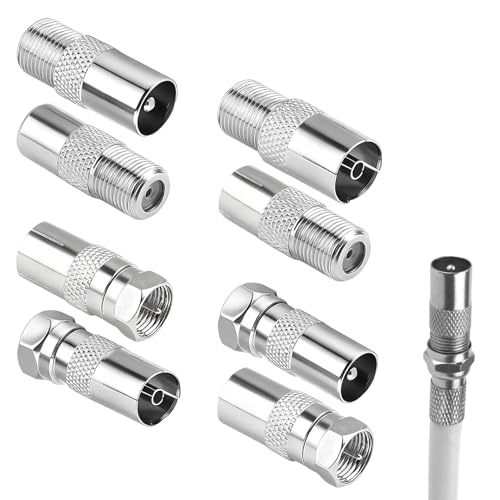 Adaptateur Antenne TV, 8 pièces Connecteur D'antenne TV, Raccord Ant Enne T V, Fiche an Tenne T V,...