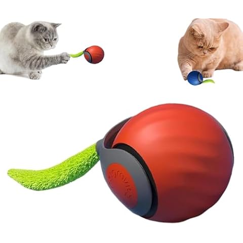 WESUN Speedy Tail 2.0,Speedy Tail Cat Toy,2025 New Generation Interactive Cat Toy,Smart Interactive Cat Toy Ball,Automatic Moving Cat Toy Ball with Tail,Two Speed Adjustment (A) Cover