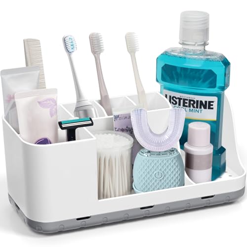 QIYVLOS Bathroom Organizers and Storage, 8 Slots Detachable Toothbrush Holders for Bathrooms...