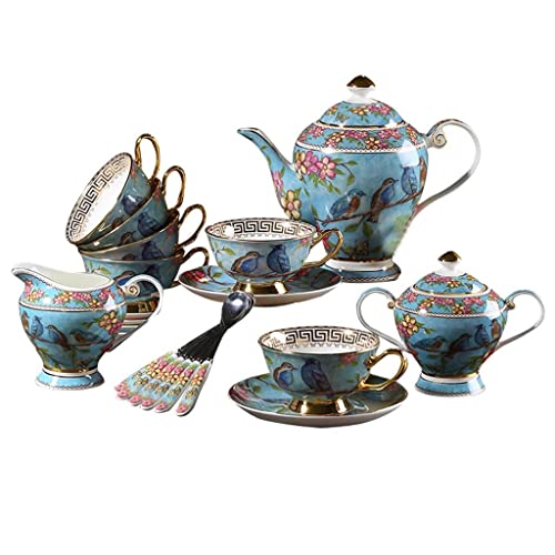Fantasy Blue Pastoral Style Bone China Juego de café Juego de té Estilo Europeo Phnom Penh Juego de Tazas de té de la…