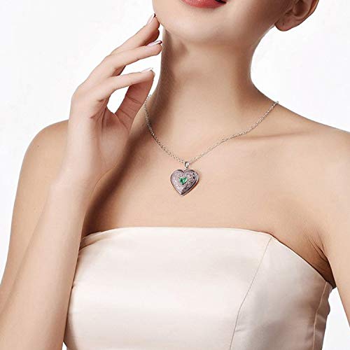 Hutou Locket Necklace That Holds Pictures Birthstone Lockets for Women Photo Locket 2 - Thumbnail 5