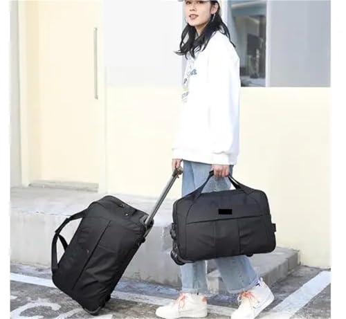 Rolling Duffel Bag with Wheels Oxford Travel Trolley Bag Foldable Carry On Hand Luggage Oxford Travel Trolley Luggage Handbag Rolling Luggage Suitcase(Blue,20Inches)4