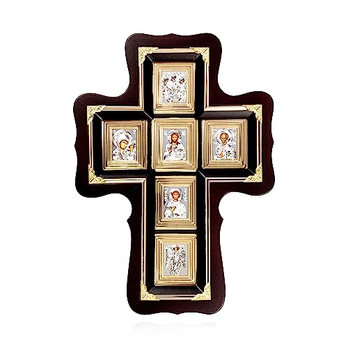 Cruz de pared con cristal NKlaus Iconos de madera natural 38 x 27 cm 3