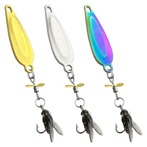 ywzmsd 3Pcs Fly Fishing Flies with Propellers Realistic Fly Fishing Lures with Hook Artificial Insect Bait Lure for Fresh Water, Saltwater Trout Flies