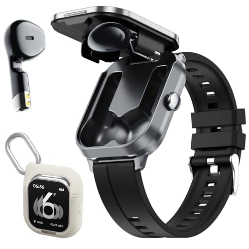 findtime Smartwatch con cuffie, 2 in 1, orologio da corsa, da uomo, contapassi, cardiofrequenzimetro, orologio da fitness, orologio sportivo, con auricolare wireless, funzione telefonica NFC