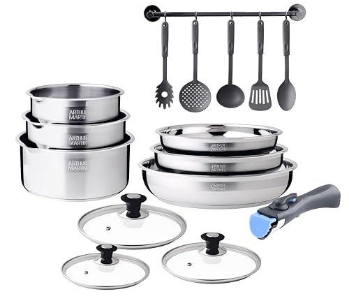 Arthur Martin 5535 batterie 15 pcs inox, Acier Inoxydable, 9 x 26 x 5 cm