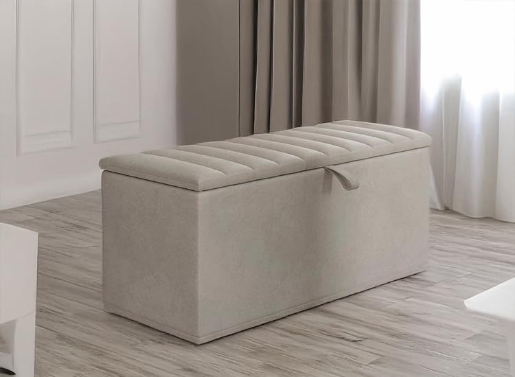 Spring Well Ottoman Storage Box Clarance Seat Foot Stool Ottoman Box with Lid for Kids Toys, Bedroom, Hallway,Living Room, Medium and Large (Pink, Medium)