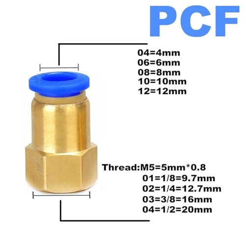 Conector de aire neumático PB de 8 mm y rosca 1/8 para tubos de sistemas industriales 4
