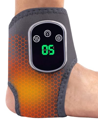 Gouzfca Foot Massager - Electric Ankle Massager Cordless Design with 3 Vibration Modes 5 Heat Levels (40C60C) & 30 Min Timer Home & Travel Use (Grey 1pc)