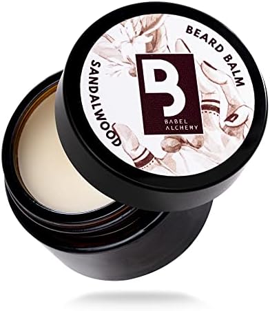 Babel Alchemy Beard Balm and Conditioner - All Natural Organic Grooming Beeswax Balm for Leave-In Conditioning, Styling, Softening, and Promoting Growth for Mens Beards and Mustaches (Sandalwood)