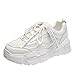 Jundao Chaussures décontractées pour Femmes à Lacets Maille Respirante Baskets épaisses antidérapantes Semelles épaisses Coussin de Confort Chaussures de Sport de Plein air