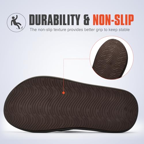 Image of Men's Ultra Soft Cushion Flip Flops with Arch Support, Quick Dry Thong Sandals for Indoor & Outdoor Comfort