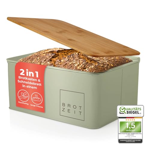 Lumaland Cuisine Bread Bin, Mint Green | Rectangular, Rectangular 30,5 x 23,5 x 14 cm