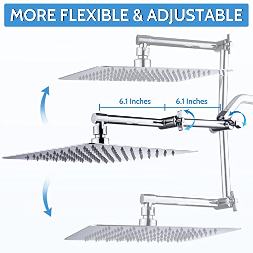 G-Promise All Metal 10 Inch Rainfall Shower Head With Handheld Spray Combo| 3 Settings Diverter|Adjustable Extension Arm With Lock Joints |71 Inches Stainless Steel Hose (Chrome) #TOP2
