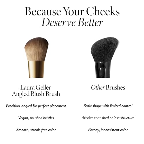 LAURA GELLER NEW YORK Angled Blush Brush with Black Wooden Handle & Dense Bristles for Makeup Application