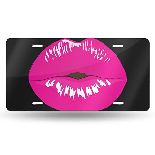 JFK BORN Pink Lips License Plate Decorative Car Front License Plate,Vanity Tag,Metal Car Plate,Aluminum Novelty License Plate,6 X 12 Inch