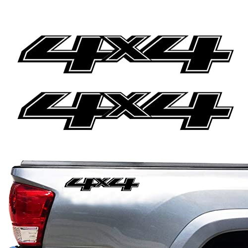 Image of 4X4 Car Decal Stickers 2Pcs, Auto Decoration Accessories Emblem Replacements Fit Ford F-150 F-250 F-350 Tacoma Tundra Ram Silverado Truck Pickup SUV, with Squeegee 1Pcs, Black