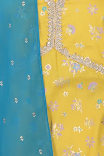 Image of Aurelia Women's Floral Printed Sequins Spaghetti Strap Short Top and Lehenga Set with Dupatta