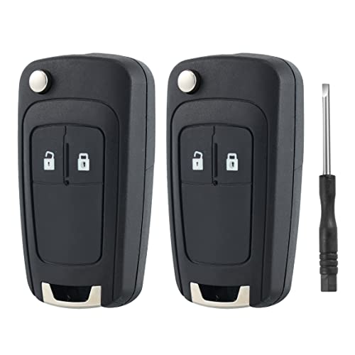 Betterher 2 pièces Coque de clé de voiture pliable compatible avec opel,2 Boutons Boitier Clef Voiture Télécommande compatible avec Opel Astra Insignia Meriva Zafira Mokka Orlando Aveo