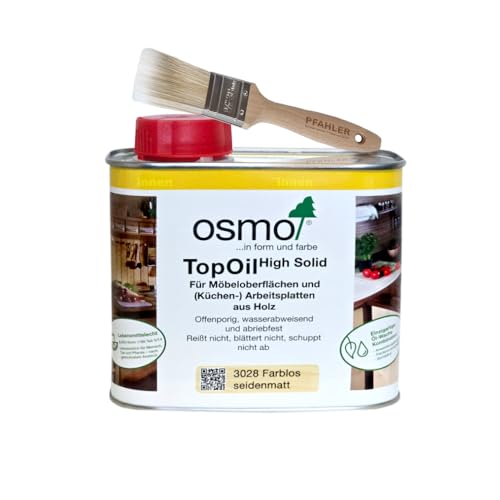 Osmo TopOil High Solid 0 5l 3028 Farblos Seidenmatt Pflegeöl für Holzoberflächen Schützt gegen Flecken & Feuchtigkeit Ideal für Küche Büro & Möbel