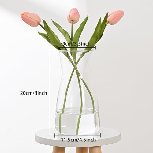 image for Nisoger 8 inch Clear Glass Flower Vases for Centerpiece Table Home Ind