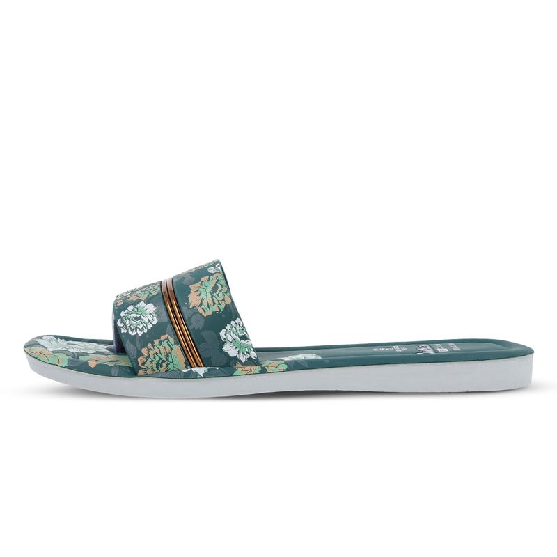Image of Walkaroo Women's Floral Printed Flat Sandals|Soft Cushion Footbed, Broad Strap, Toe Loop Design, Lightweight Anti-Skid Sole, Slip-On Sandal|Daily Wear, Casual Wear, Ethnic Wear Sandals for Women's|WLR73014