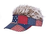 NNBDBVDHS Men's Hair Hats Funny Hair Visor with Hair Fake Hat with Hair for Men Guy Fieri Wig Hat Adjustable Baseball Cap