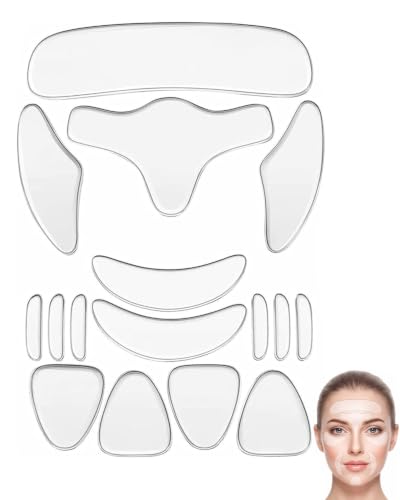 BTACGWP Parches de Silicona para Arrugas 16 Uds, Reutilizables Translúcidos, Suavizan Líneas Frente y Boca, Uso Nocturno Seguro Ideal para Rostro Juvenil.