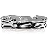 Compact Key Organizer by KEYTEC - Smart Key Holder with Multitools - Bottle Opener Phone Stand – Black Zinc Alloy Key Storage up to 12 keys – Gift Box Package (Expansion kit & Hook Included) Silver