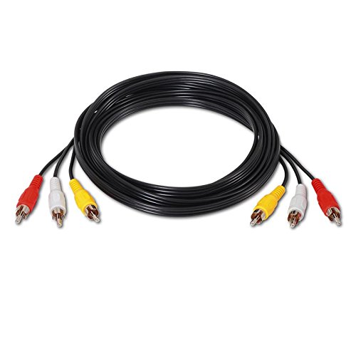 3 RCA Audio Video Cable, 3xRCA/M-3xRCA/M, Male-Male, Black, 1.8 MTS