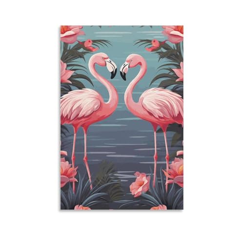 Toile murale de flamants roses tropicaux unframe déco de salon 60x90cm