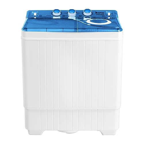 26lbs Compact Twin Tub Portable Washing Machine, 18lbs Mini Washer & 8lbs Spiner/Built-in Drain Pump/Semi-Automatic for Camping, Apartments, Dorms & RV’s (Black)