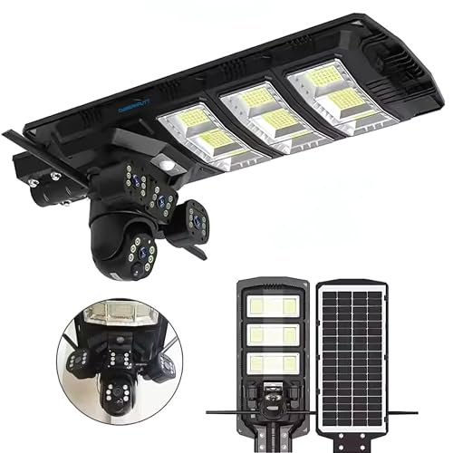 Image of XUGA-Cybernautt Series X13L 18MP 3 Lens PTZ Solar 4G Sim Outdoor CCTV Streetlight Camera with 3 View | Siren Alarm | Night Vision | All 3 Lens Mobile Controlled | Use Air-tel 4G Sim