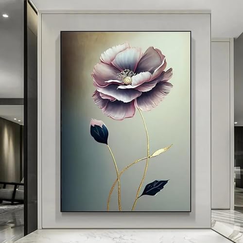 Peinture de feuilles fleurs KEBIA toile 40x60cm art abstrait blanc