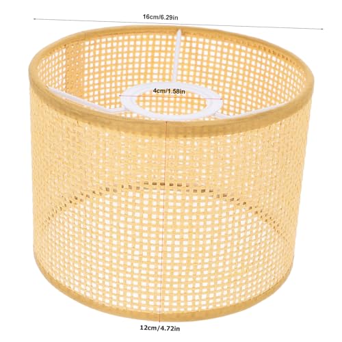 MAGICLULU 1pc Natural Rattan Round Lampshade Mesh Rattan Table Lampshade Lamp Shade for Living Room Kitchen Bedroom (Checkered) - Thumbnail 2