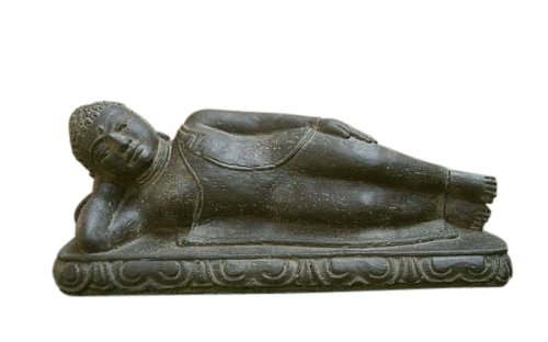 Buddha liegend, Figur aus Steinguss