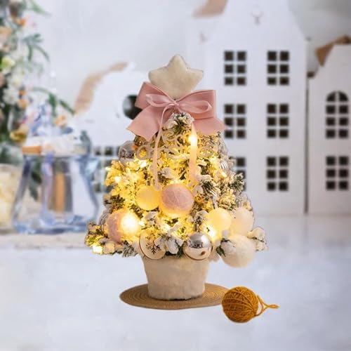 menolana Mini Árvore de Natal com Decoração de Mesa de Luz Adorno Decorativo DIY Kit de Árvore de Na