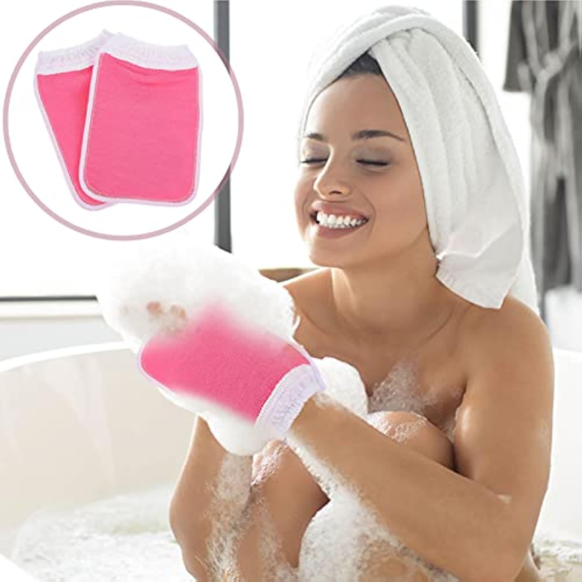 2pcs Unisex Exfoliating Bath Mitt Body Rubbing Gloves