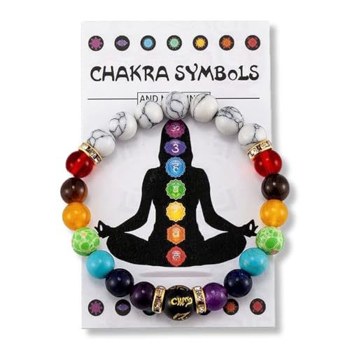 SGERUFZ Siete Colores Yoga Meditación Pulsera, Doble Chakra Pulsera, Estirable...