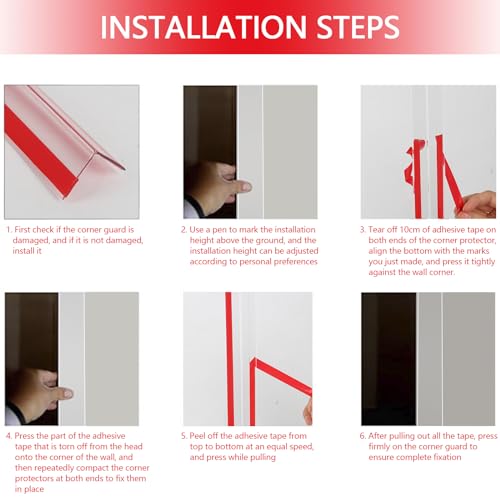 Image of Wall Corner Protector, Clear Self-Adhesive Corner Guards for Walls, 2 PCS 31.5'' / 47.2'' Transparent Wall Corner Guard Edge Protector (47.2'')