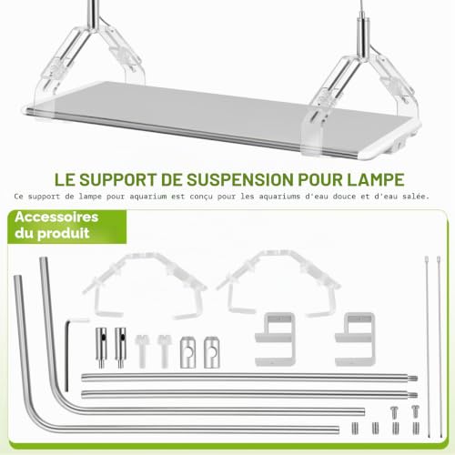 BESPORTBLE Lot de 2 supports d'éclairage d'aquarium : réglable en alliage d'aluminium pour aquarium à LED - Support de montage pour aquarium d'eau douce et d'eau de mer - Installation facile – vue 5