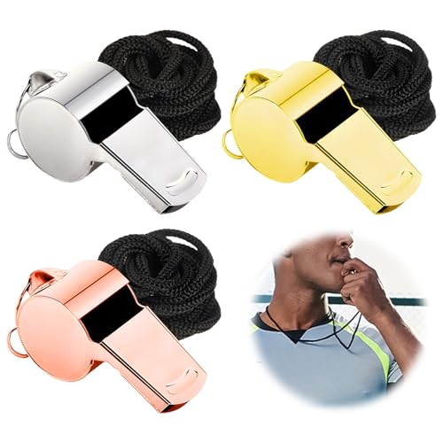 3-Stück Schiedsrichter Pfeife,Trillerpfeife Sportunterricht für Trillerpfeife Kinder Fussball Edelstahl Personalisierte Sportpfeifen,Coach Whistle Multifunktions-Pfeife,Fußballtrainer Notfallpfeifen