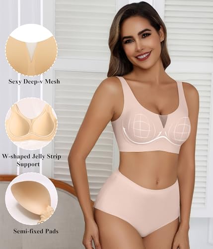 Soutien-gorge en V profond Avidlove sans armatures à couverture complète de style